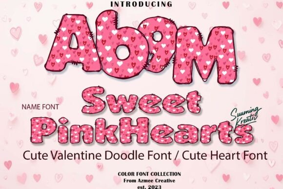 Unveiling the Sweet Pink Hearts Font: A Playful Doodle Typeface for Joyful Designs
